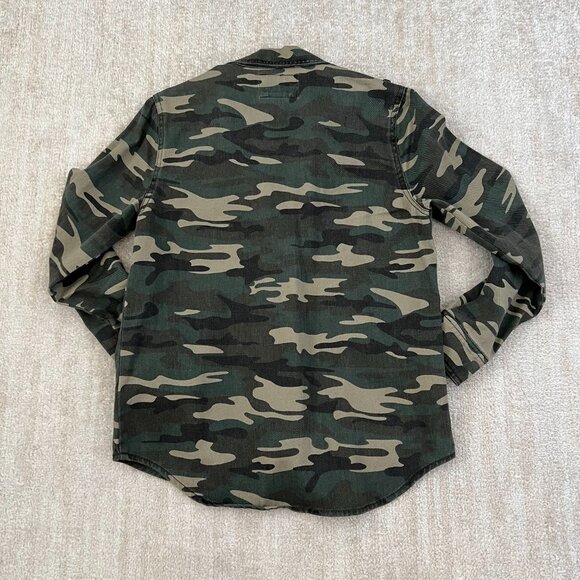 Forever 21 Camo Long Sleeve Denim Snap Shirt Jacket Shacket S - Picture 4 of 8